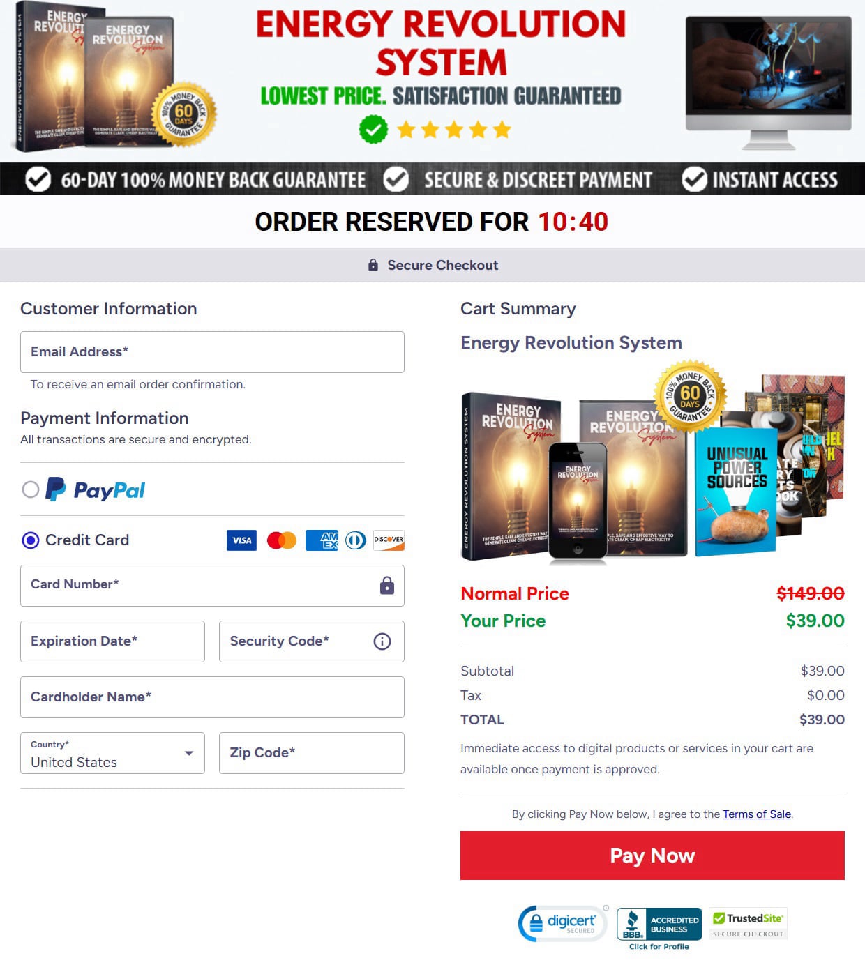 Energy Revolution System checkout